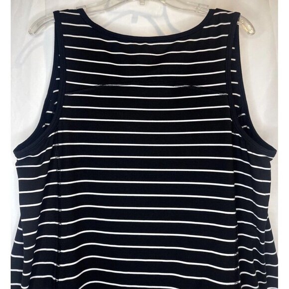 J. Jill Fit Women’s Black & White Stripe Performance Tank Top Sz M Stretch Gym - Picture 5 of 10